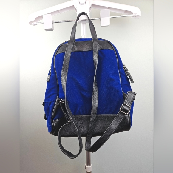 Design Lab Blue Velvet Velour Backpack - Picture 2 of 7